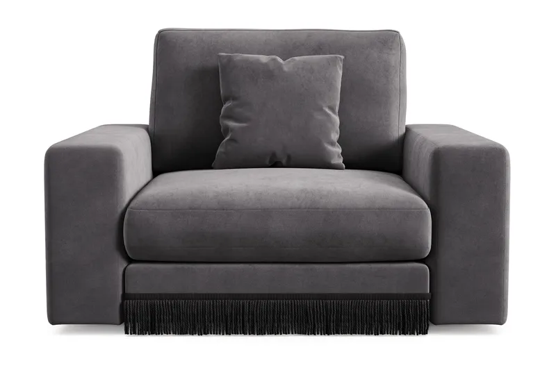 Arken Lyx Djup Sammetsfåtölj - Mörkgrå - Möbler - Vardagsrum - Fåtöljer