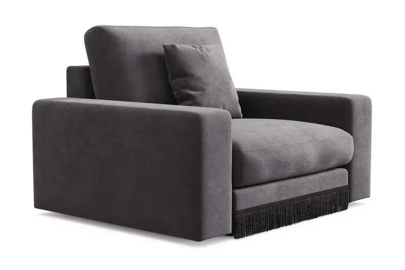 Arken Lyx Djup Sammetsfåtölj - Mörkgrå - Möbler - Vardagsrum - Fåtöljer