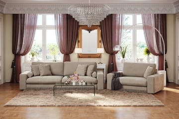 Arken Lyx Stor Djup Sammetsfåtölj - Beige - Möbler - Vardagsrum - Fåtöljer