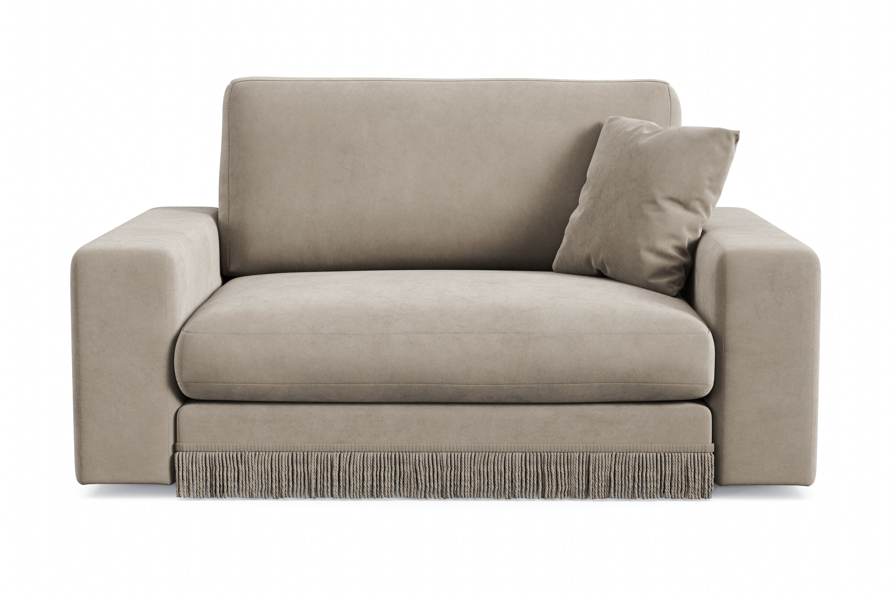 arken lyx stor djup sammetsfåtölj - beige