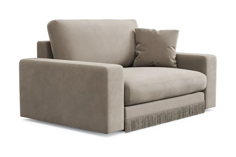 Arken Lyx Stor Djup Sammetsfåtölj - Beige - Möbler - Vardagsrum - Fåtöljer