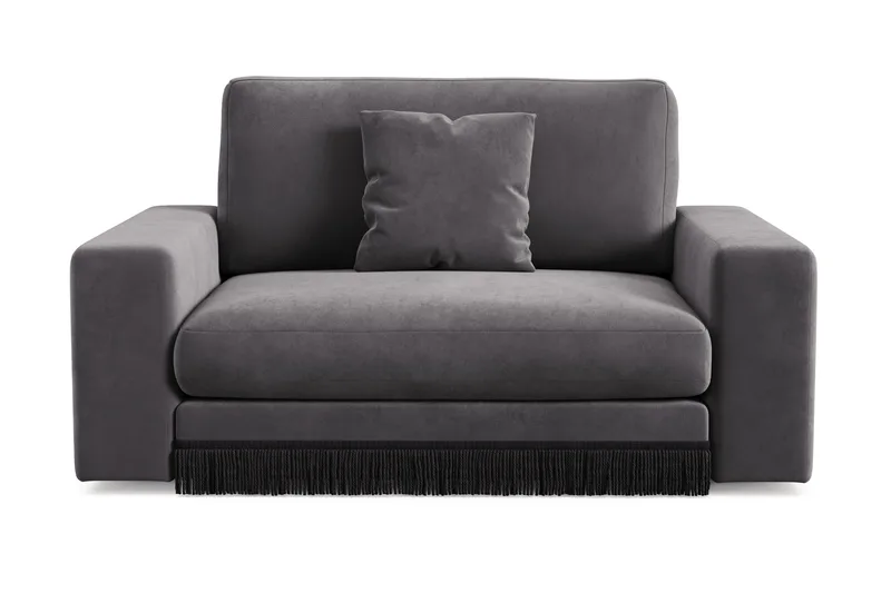 Arken Lyx Stor Djup Sammetsfåtölj - Mörkgrå - Möbler - Vardagsrum - Fåtöljer