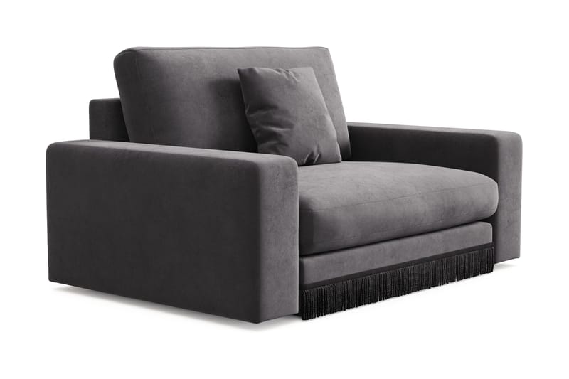 Arken Lyx Stor Djup Sammetsfåtölj - Mörkgrå - Möbler - Vardagsrum - Fåtöljer