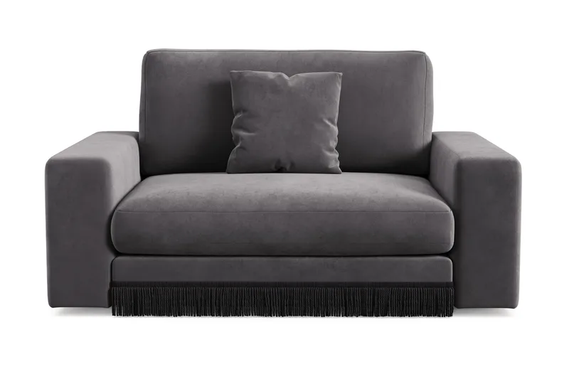 Arken Lyx Stor Djup Sammetsfåtölj, Mörkgrå