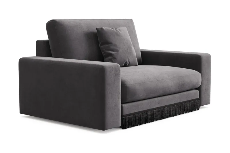 Arken Lyx Stor Djup Sammetsfåtölj - Mörkgrå - Möbler - Vardagsrum - Fåtöljer