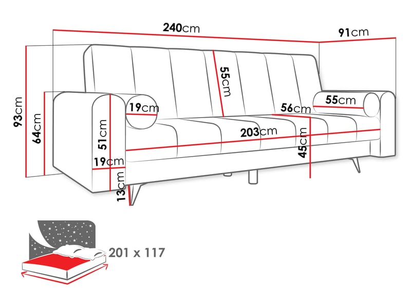 Aurvin 3-sits Soffa - Möbler - Vardagsrum - Bäddsoffor