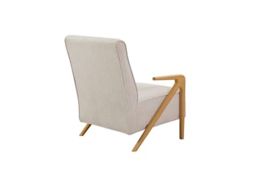 Austen Fåtölj i Tyg med Träarmstöd - Beige - Möbler - Vardagsrum - Fåtöljer