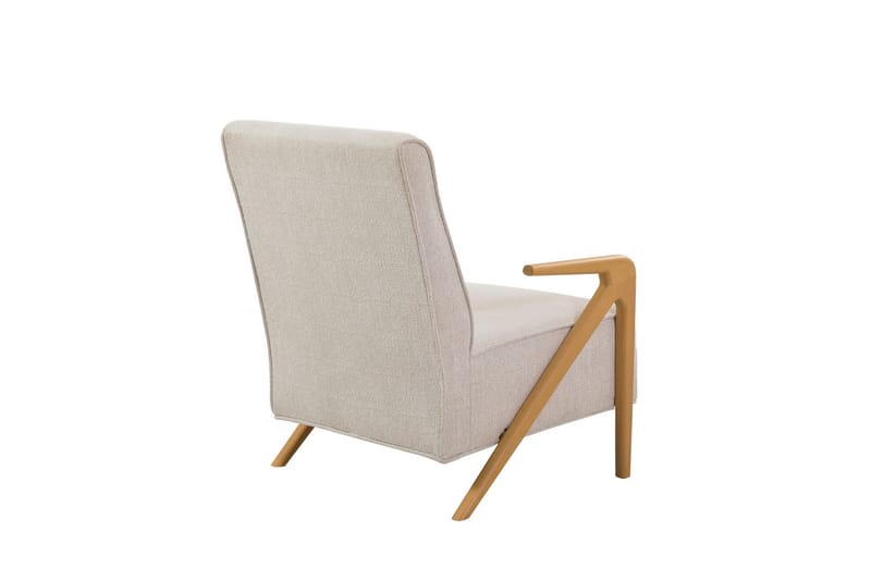 Austen Fåtölj i Tyg med Träarmstöd - Beige - Möbler - Vardagsrum - Fåtöljer