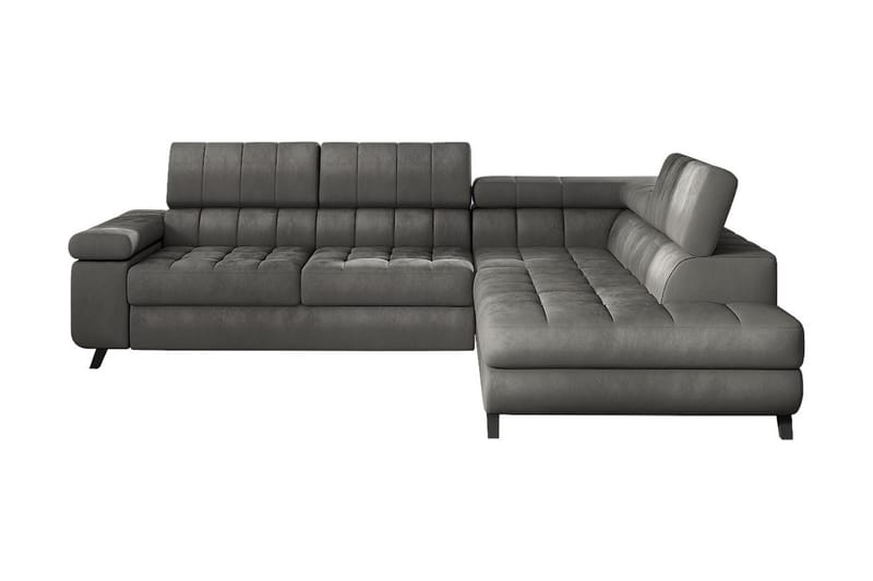 Azoulay Högervänd Bäddsoffa 123x193 cm med Förvaring i Sammet, Grå