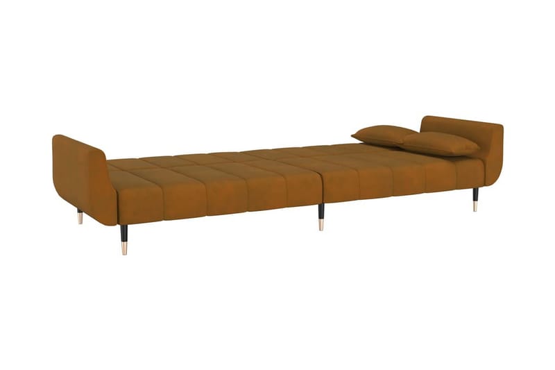 Bäddsoffa 2-sits med två kuddar brun sammet - Brun - Möbler - Vardagsrum - Bäddsoffor