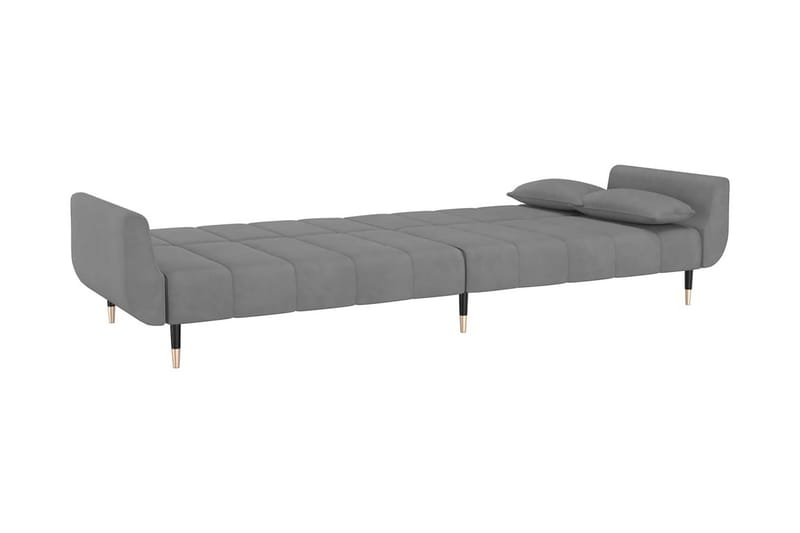 Bäddsoffa 2-sits med två kuddar ljusgrå sammet - Ljusgrå - Möbler - Vardagsrum - Bäddsoffor