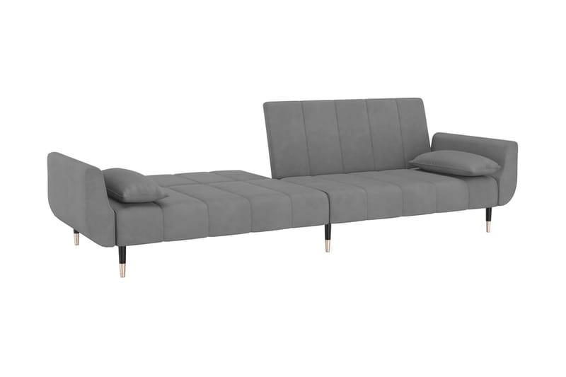 Bäddsoffa 2-sits med två kuddar ljusgrå sammet - Ljusgrå - Möbler - Vardagsrum - Bäddsoffor