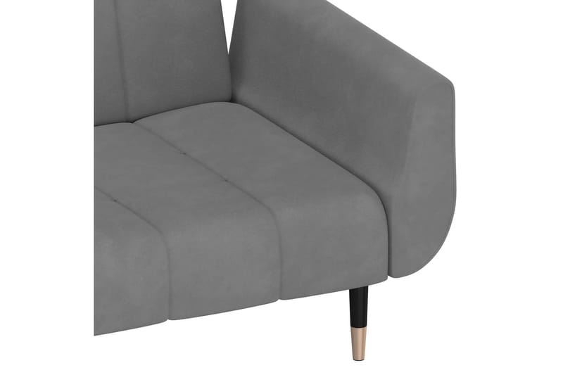 Bäddsoffa 2-sits med två kuddar ljusgrå sammet - Ljusgrå - Möbler - Vardagsrum - Bäddsoffor