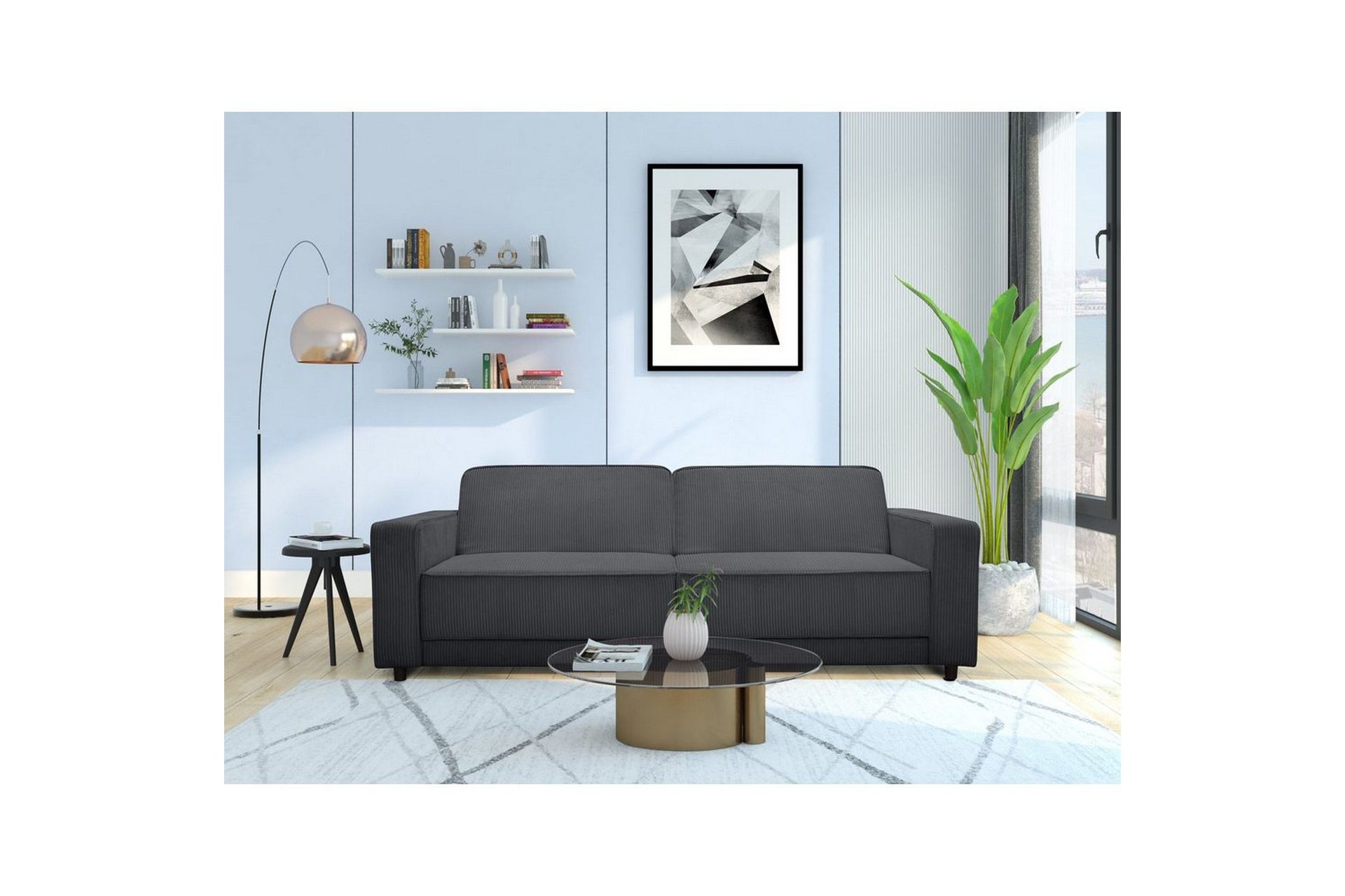B&auml;ddsoffa Allie Antracit, Cordoroy, 81x225x91 cm - Antracit, Cordoroy, 81x225x91 cm