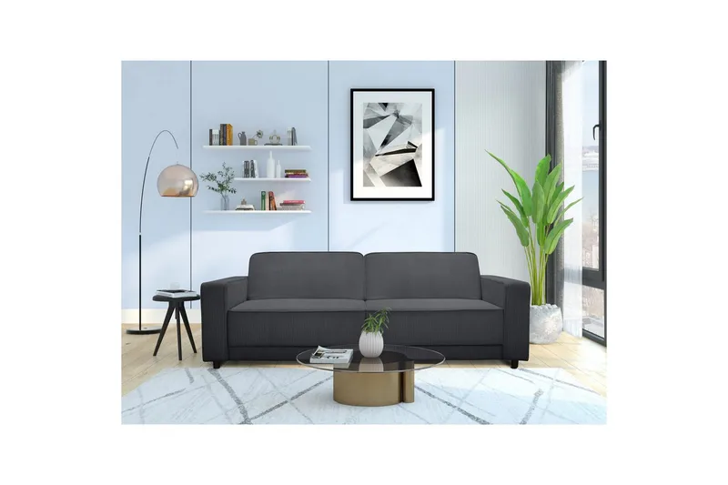 Bäddsoffa Allie Antracit, Cordoroy, 81x225x91 cm, Antracit, Cordoroy, 81x225x91 cm