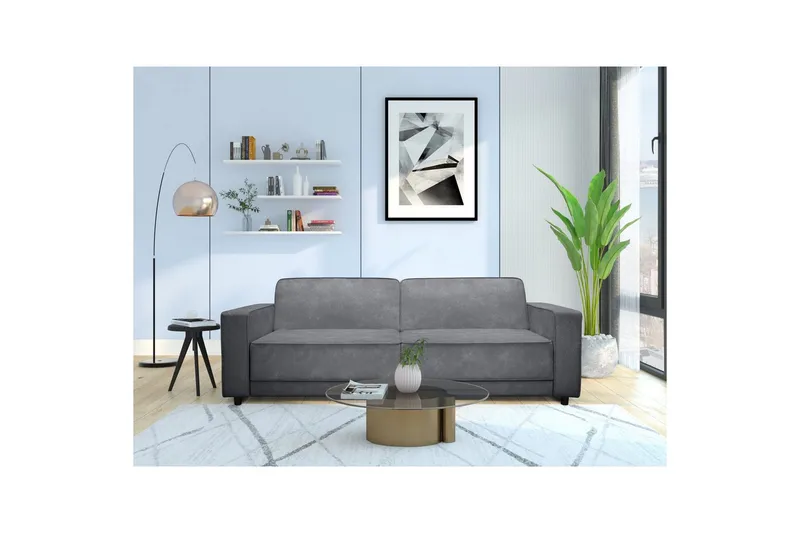 Bäddsoffa Allie Antracit, Sammet, 81x225x91 cm, Antracit, Sammet, 81x225x91 cm