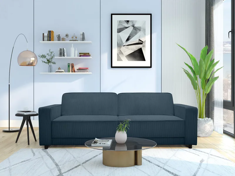 Bäddsoffa Allie Blå, Cordoroy, 81x225x91 cm - Blå, Cordoroy, 81x225x91 cm - Möbler - Vardagsrum - Bäddsoffor