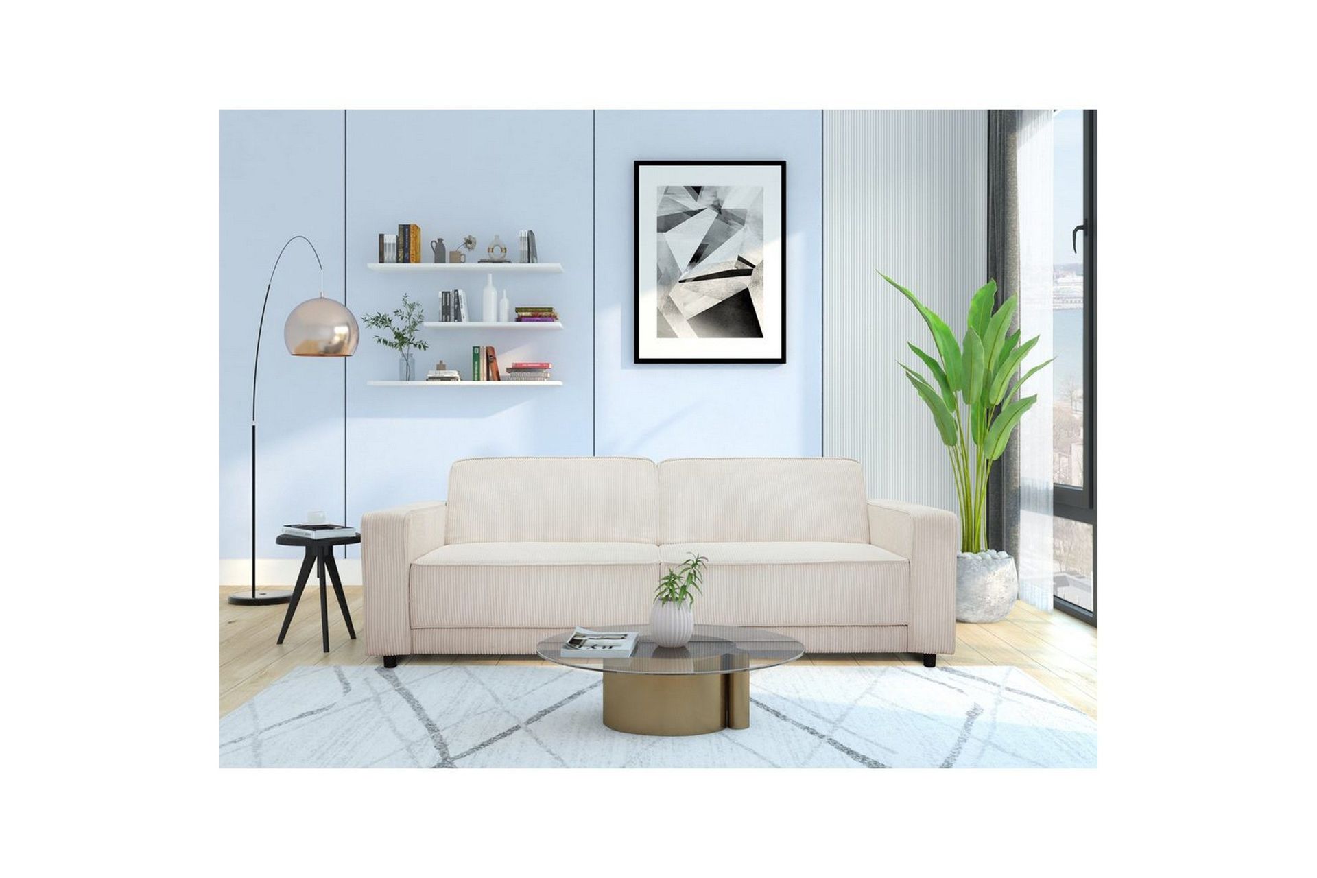 B&auml;ddsoffa Allie Kr&auml;m, Cordoroy, 81x225x91 cm - Kr&auml;m, Cordoroy, 81x225x91 cm