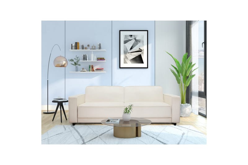 Bäddsoffa Allie Kräm, Sammet, 81x225x91 cm - Kräm, Sammet, 81x225x91 cm - Möbler - Vardagsrum - Bäddsoffor