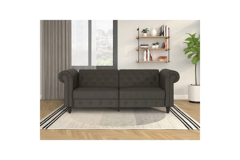 Bäddsoffa Felix 236x87x83 cm, Antracit, Mikrofiber/Trä/Metall - 236x87x83 cm, Antracit, Mikrofiber/Trä/Metall - Möbler - Vardagsrum - Bäddsoffor