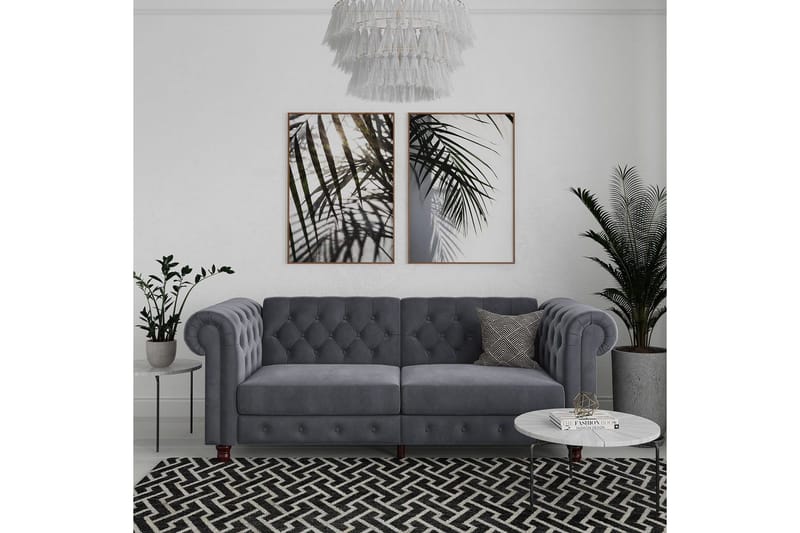 Bäddsoffa Felix 236x87x83 cm, Antracit, Sammet - 236x87x83 cm, Antracit, Sammet - Möbler - Vardagsrum - Bäddsoffor