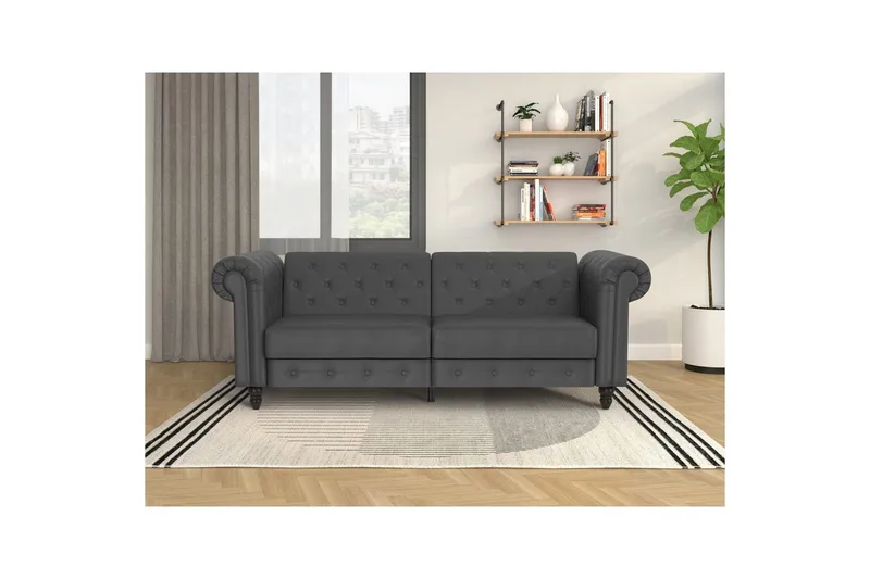 Bäddsoffa Felix 236x87x83 cm, Grå, PU/trä/metall - 236x87x83 cm, Grå, PU/trä/metall - Möbler - Vardagsrum - Bäddsoffor