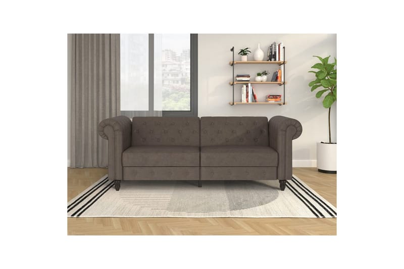 Bäddsoffa Felix 236x87x83 cm, Mörkbrun, Mikrofiber/Trä/Metall - 236x87x83 cm, Mörkbrun, Mikrofiber/Trä/Metall - Möbler - Vardagsrum - Bäddsoffor