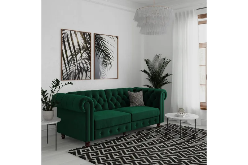 Bäddsoffa Felix 236x87x83 cm, Mörkgrön, Sammet - 236x87x83 cm, Mörkgrön, Sammet - Möbler - Vardagsrum - Bäddsoffor