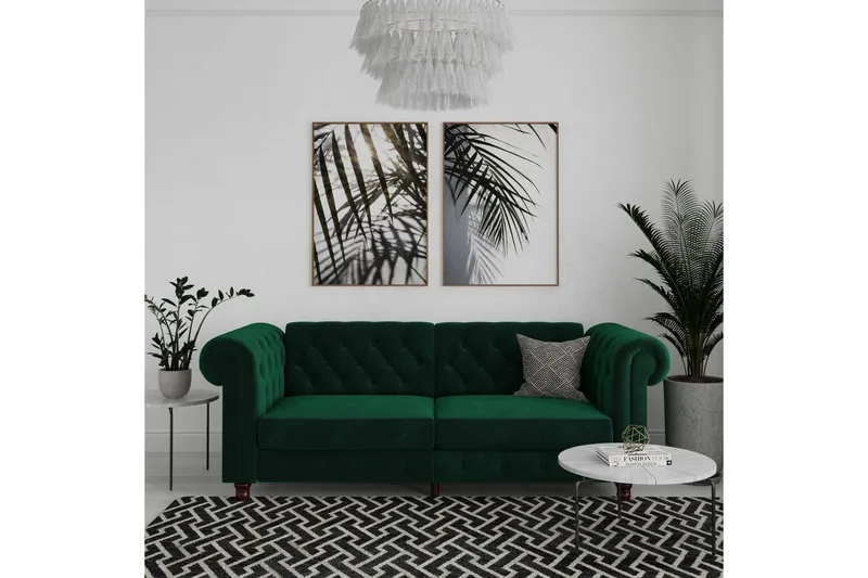 Bäddsoffa Felix 236x87x83 cm, Mörkgrön, Sammet - 236x87x83 cm, Mörkgrön, Sammet - Möbler - Vardagsrum - Bäddsoffor