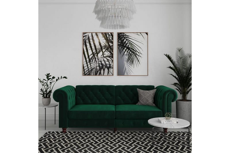 Bäddsoffa Felix 236x87x83 cm, Mörkgrön, Sammet - 236x87x83 cm, Mörkgrön, Sammet - Möbler - Vardagsrum - Bäddsoffor