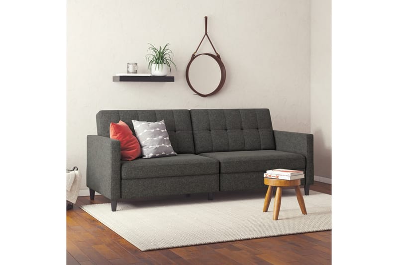Bäddsoffa Hartford 203x83x82 cm, Antracit, Linnetyg Utseende (100% Polyester - 203x83x82 cm, Antracit, Linnetyg Utseende (100% Polyester - Möbler - Vardagsrum - Bäddsoffor