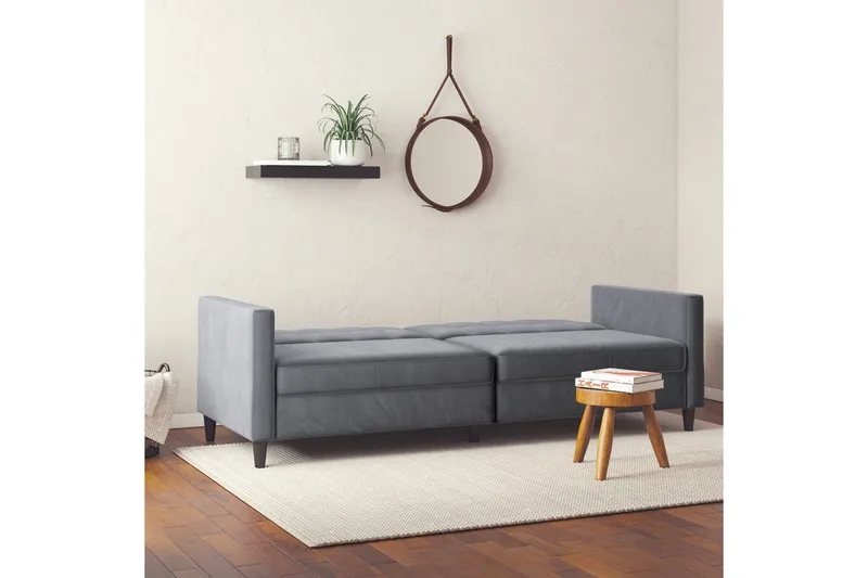 Bäddsoffa Hartford 203x83x82 cm, Antracit, Sammet - 203x83x82 cm, Antracit, Sammet - Möbler - Vardagsrum - Bäddsoffor