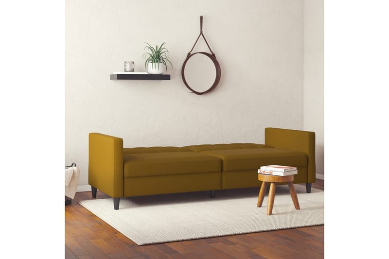 Bäddsoffa Hartford 203x83x82 cm, Curry, Linnetyg Utseende (100% Polyester - 203x83x82 cm, Curry, Linnetyg Utseende (100% Polyester - Möbler - Vardagsrum - Bäddsoffor