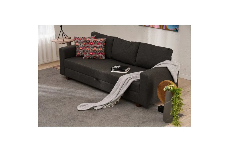 Bäddsoffa med 3 sittplatser Iroulport Antracit - Antracit - Möbler - Vardagsrum - Bäddsoffor
