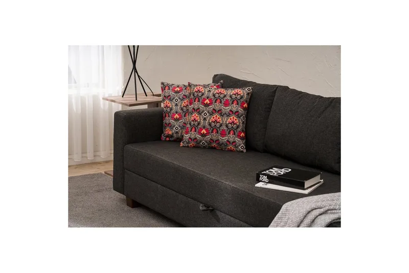 Bäddsoffa med 3 sittplatser Iroulport Antracit - Antracit - Möbler - Vardagsrum - Bäddsoffor