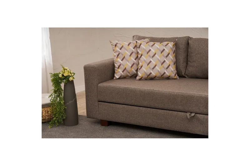 Bäddsoffa med 3 sittplatser Iroulport Arzilla Brun - Brun - Möbler - Vardagsrum - Bäddsoffor