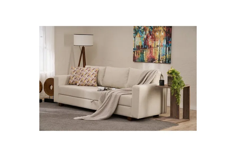 Bäddsoffa med 3 sittplatser Iroulport Arzilla Grädde - Grädde - Möbler - Vardagsrum - Bäddsoffor