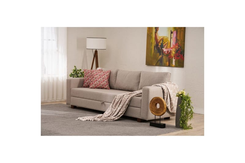 Bäddsoffa med 3 sittplatser Iroulport Beige - Beige - Möbler - Vardagsrum - Bäddsoffor