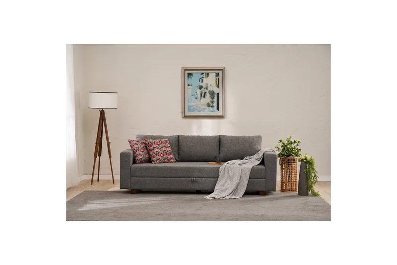 Bäddsoffa med 3 sittplatser Iroulport Grå - Grå - Möbler - Vardagsrum - Bäddsoffor