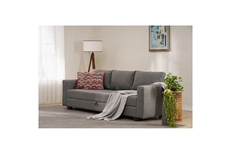 Bäddsoffa med 3 sittplatser Iroulport Grå - Grå - Möbler - Vardagsrum - Bäddsoffor