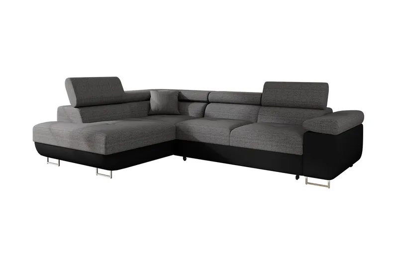 Bäddsoffa med schäslong, Grå