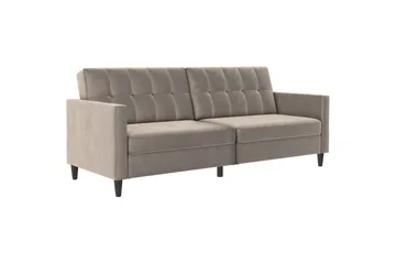 Bäddsoffa utan divan & schäslong Loft24 Bäddsoffa Hartford 203x83x82 cm, Taupe, Sammet Taupe