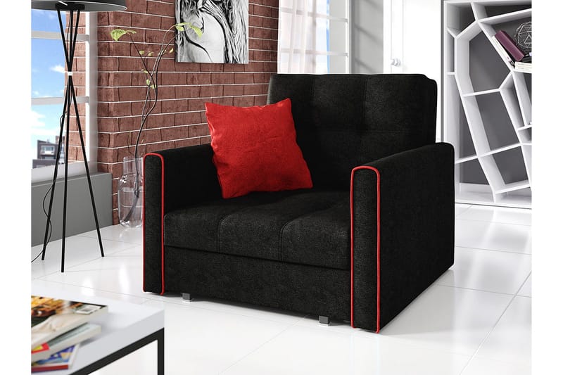 Bensbyn 2-sits Bäddsoffa 80x196 cm med Förvaring i Tyg - Svart - Möbler - Vardagsrum - Bäddsoffor - 2-sits bäddsoffa