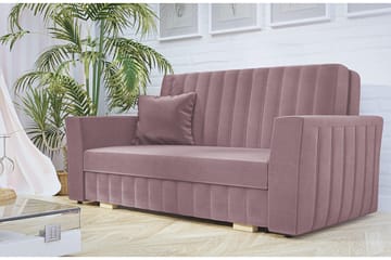 Bensbyn 2-sits Bäddsoffa med Förvaring och Vertikala Sömmar i Sammet - Rosa - Möbler - Vardagsrum - Bäddsoffor - 2-sits bäddsoffa