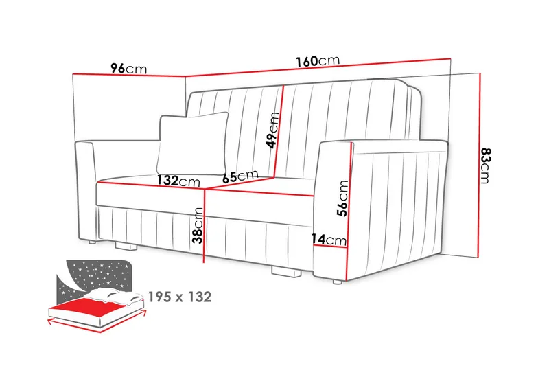 Bensbyn Bäddsoffa - Rosa - Möbler - Vardagsrum - Bäddsoffor - 2-sits bäddsoffa