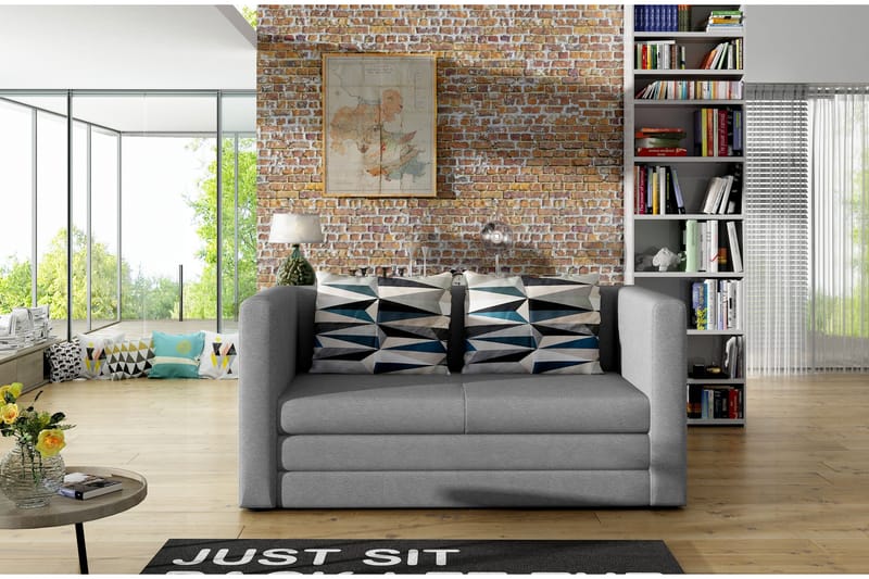 Bernueces 2-sits Rektangulär Framåtbäddad Bäddsoffa 110x210 cm i Tyg - Grå - Möbler - Vardagsrum - Bäddsoffor - 2-sits bäddsoffa