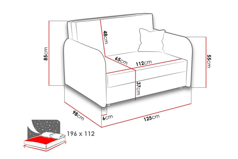 DACKE Bäddsoffa - Grå - Bäddsoffor - 2-sits bäddsoffa