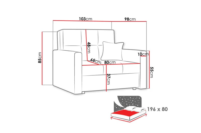 DACKE Bäddsoffa - Grå - Möbler - Vardagsrum - Bäddsoffor - 2-sits bäddsoffa