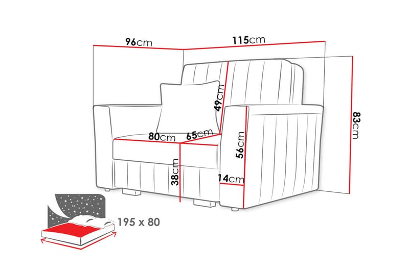 DACKE Soffa Rosa - Ljusrosa - Bäddsoffor - 2-sits bäddsoffa