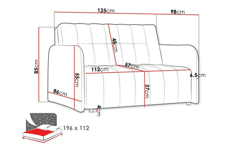 Denegal 2-sits Bäddsoffa Dark grey - Möbler - Vardagsrum - Bäddsoffor - 2-sits bäddsoffa
